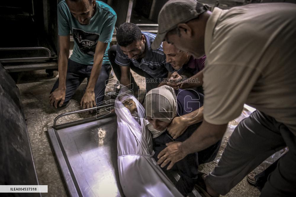 Palestinians Mourn Airstrike Victims at Al-Shifa Hospital - Gaza