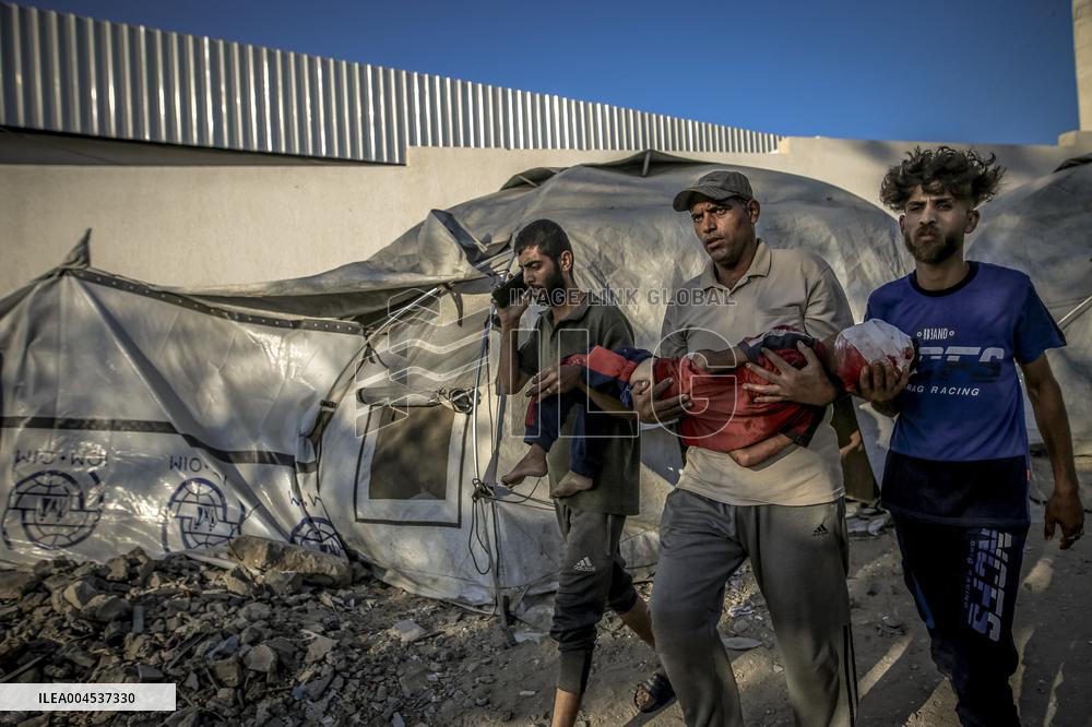 Palestinians Mourn Airstrike Victims at Al-Shifa Hospital - Gaza