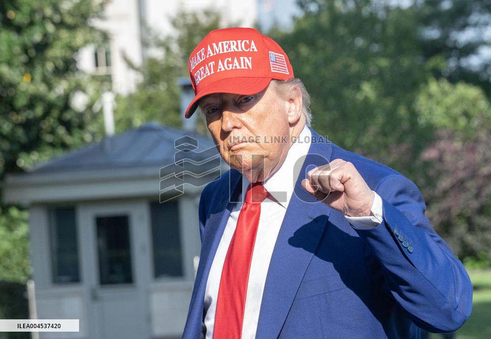 Trump Returns to the White House from Bedminster, NJ