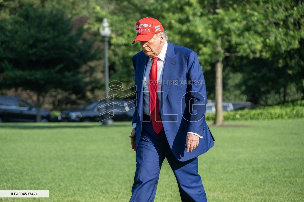 Trump Returns to the White House from Bedminster, NJ