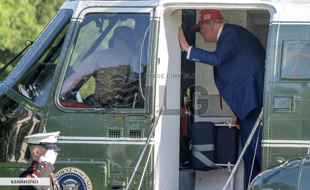 Trump Returns to the White House from Bedminster, NJ