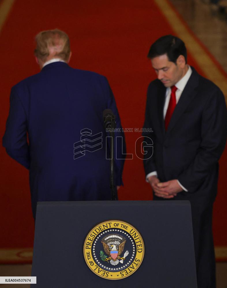 U.S. President Donald Trump delivers an address to the nation at the White House in Washington, following U.S. strikes on Iran's