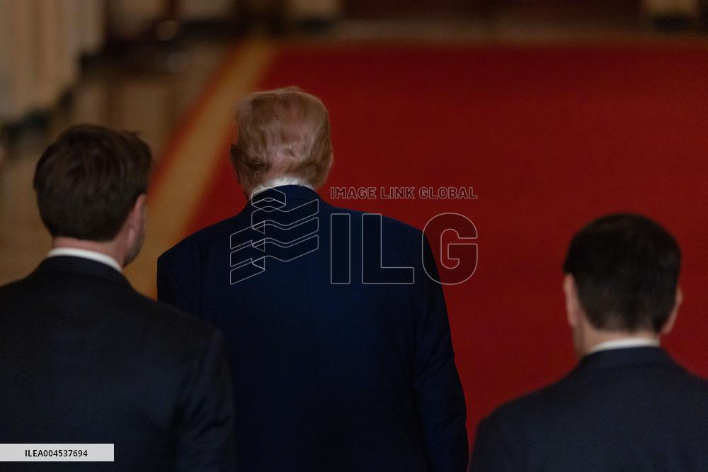 U.S. President Donald Trump delivers an address to the nation at the White House in Washington, following U.S. strikes on Iran's