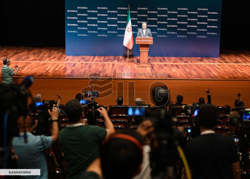 Iranian Foreign Minister Holds a press conference in Istanbul - Turkiye