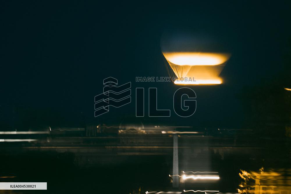 Paris 2024 Olympic cauldron from the top of the Arc de Triomphe - Paris AJ