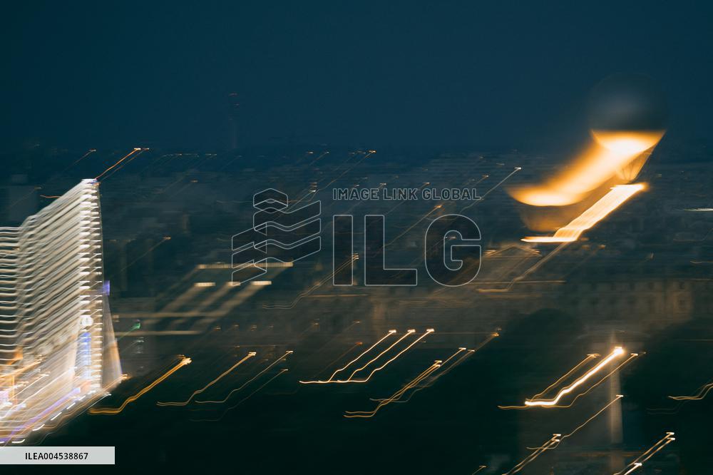 Paris 2024 Olympic cauldron from the top of the Arc de Triomphe - Paris AJ