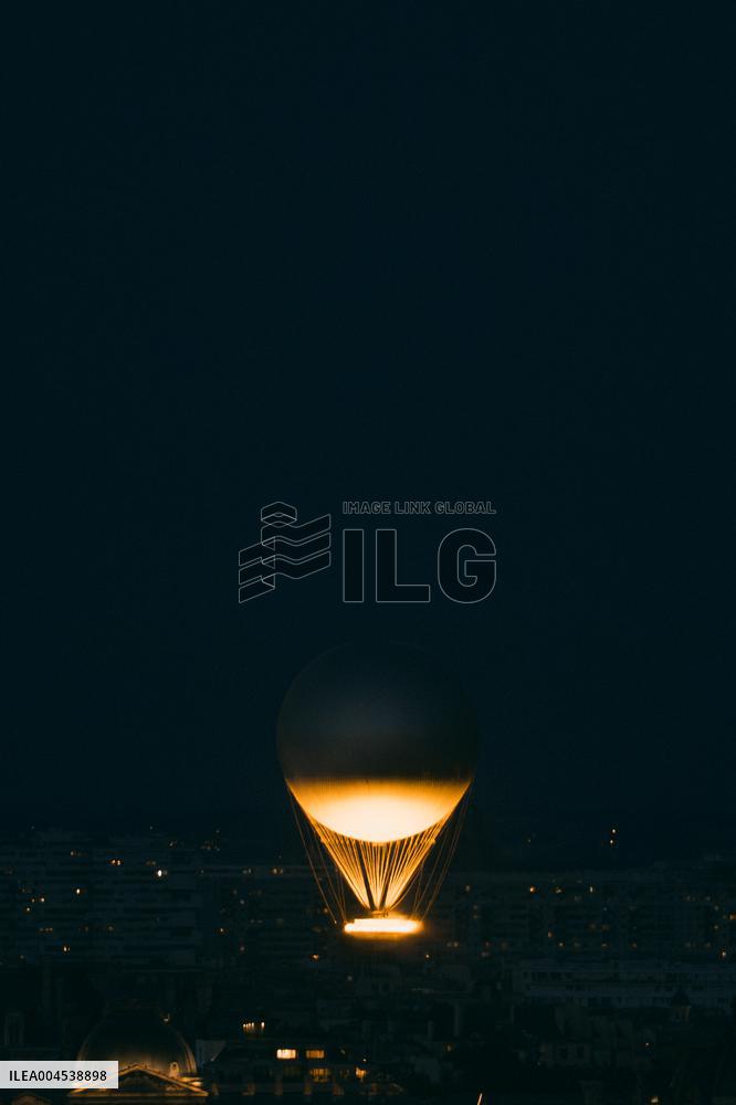 Paris 2024 Olympic cauldron from the top of the Arc de Triomphe - Paris AJ
