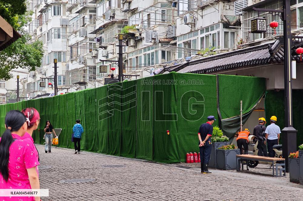 Rainstorm Damages Storefronts in Shanghai