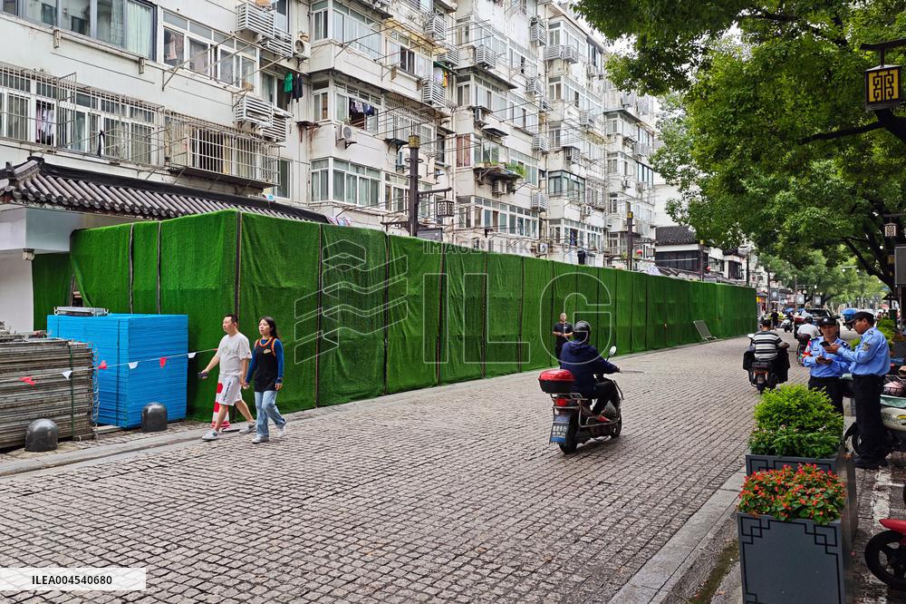 Rainstorm Damages Storefronts in Shanghai