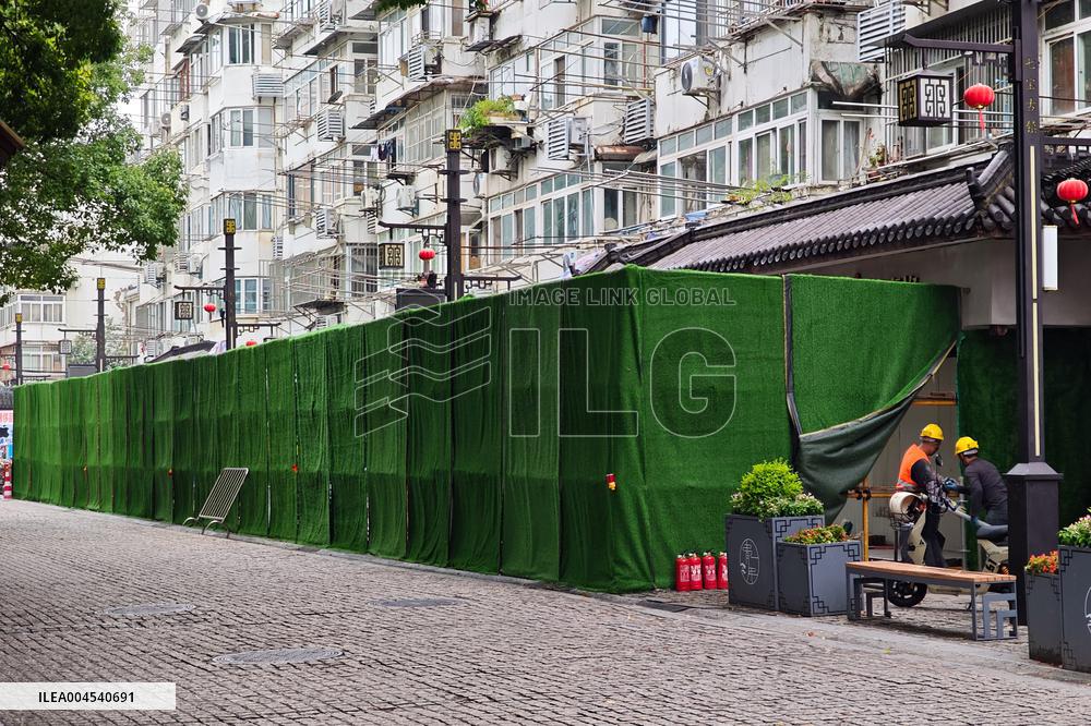 Rainstorm Damages Storefronts in Shanghai