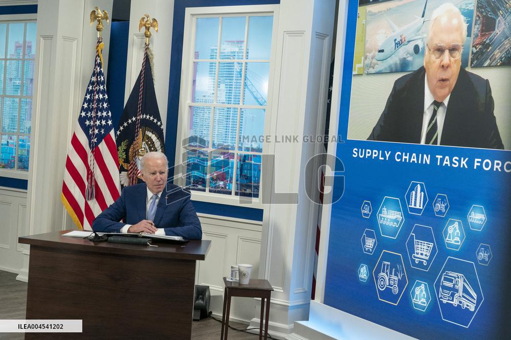 President Joe Biden meets with his Supply Chain Disruptions Task Force and private sector CEOs