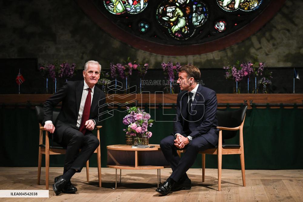 Emmanuel Macron visits Oslo FA