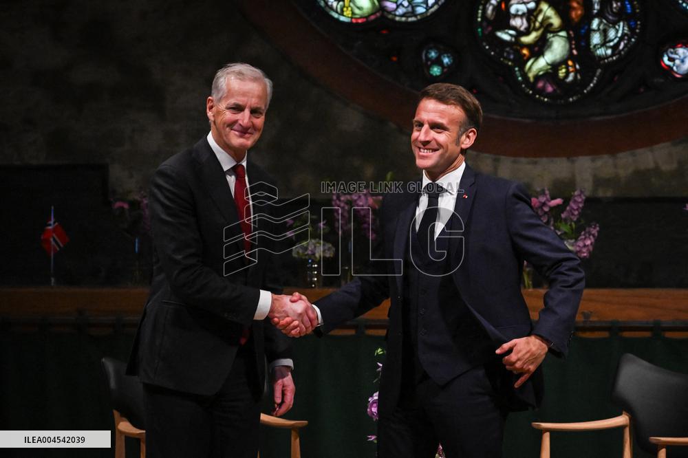 Emmanuel Macron visits Oslo FA