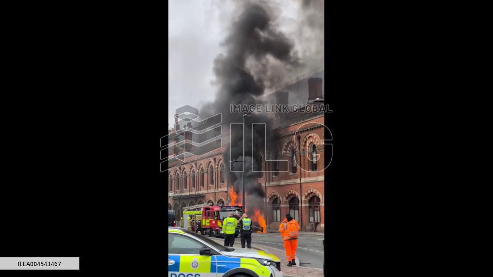 UK: Van Bursts Into Flames Outside St Pancras International in London