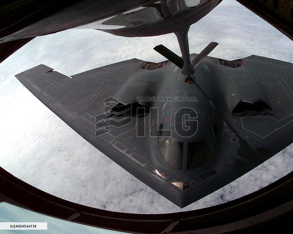 Northrop B-2 Spirit Stealth Bomber Refuels from a KC-135 Stratotanker