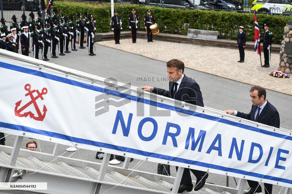 Emmanuel Macron at wreath-laying ceremony in Oslo FA