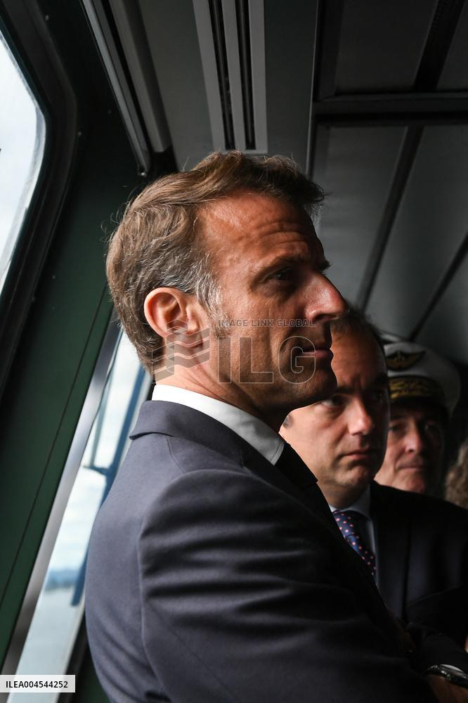 Emmanuel Macron visits the Normandie Frigate in Oslo FA