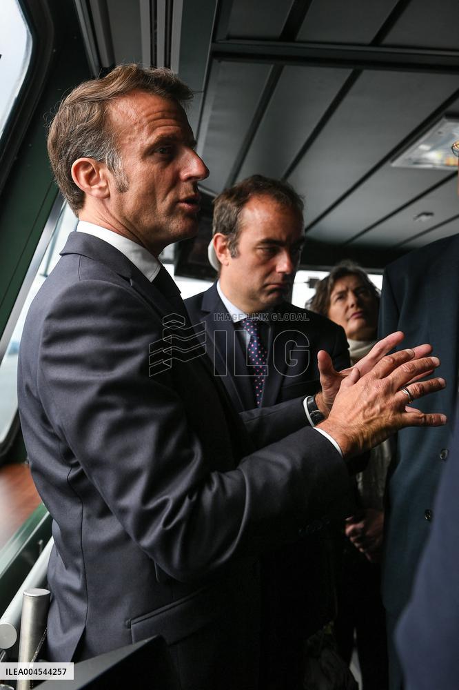 Emmanuel Macron visits the Normandie Frigate in Oslo FA