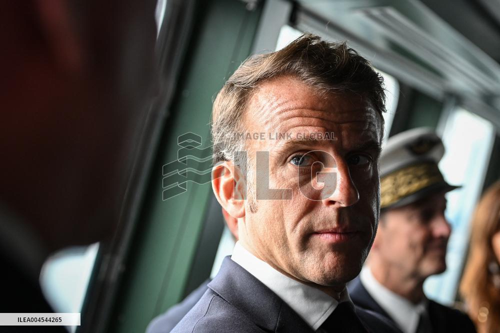 Emmanuel Macron visits the Normandie Frigate in Oslo FA