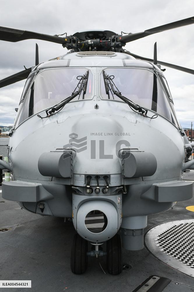 Emmanuel Macron visits the Normandie Frigate in Oslo FA