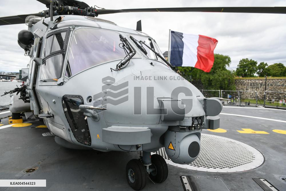 Emmanuel Macron visits the Normandie Frigate in Oslo FA