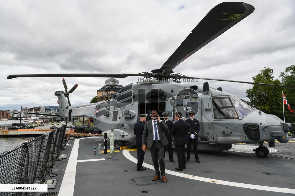 Emmanuel Macron visits the Normandie Frigate in Oslo FA