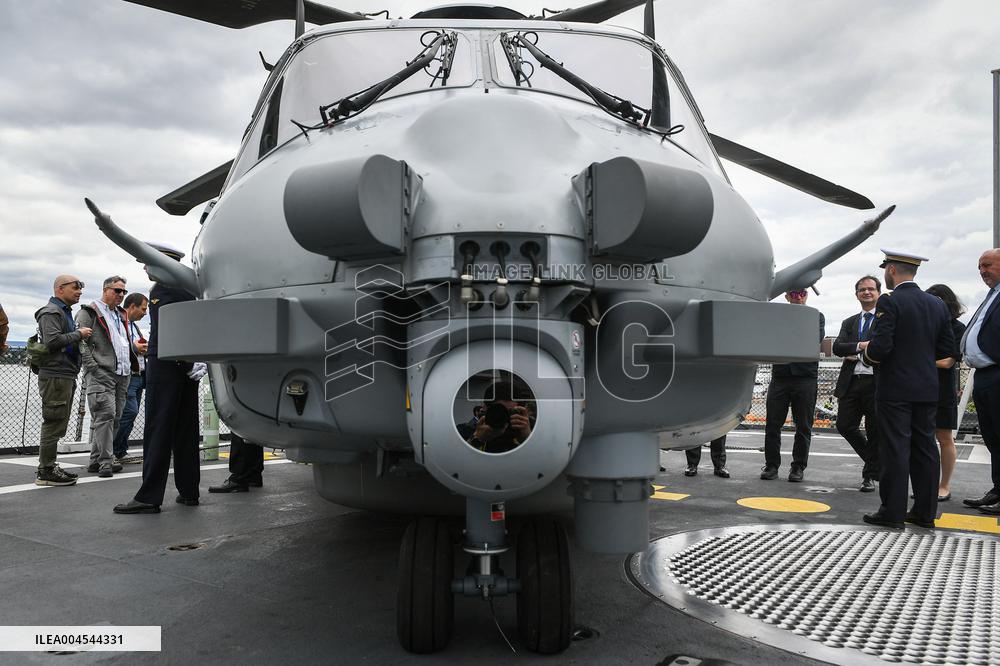 Emmanuel Macron visits the Normandie Frigate in Oslo FA