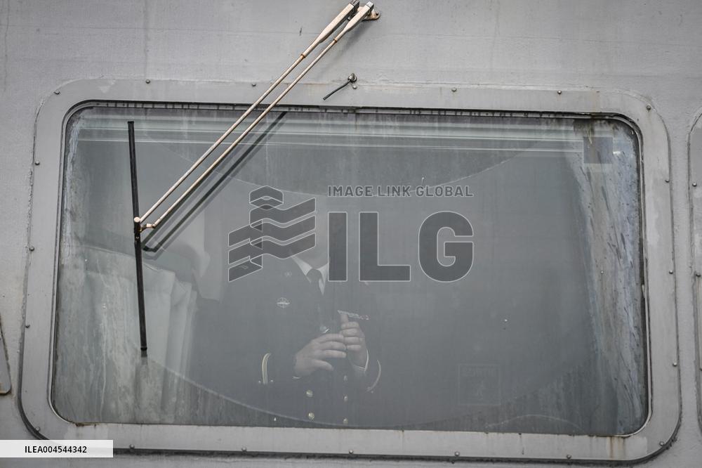 Emmanuel Macron visits the Normandie Frigate in Oslo FA