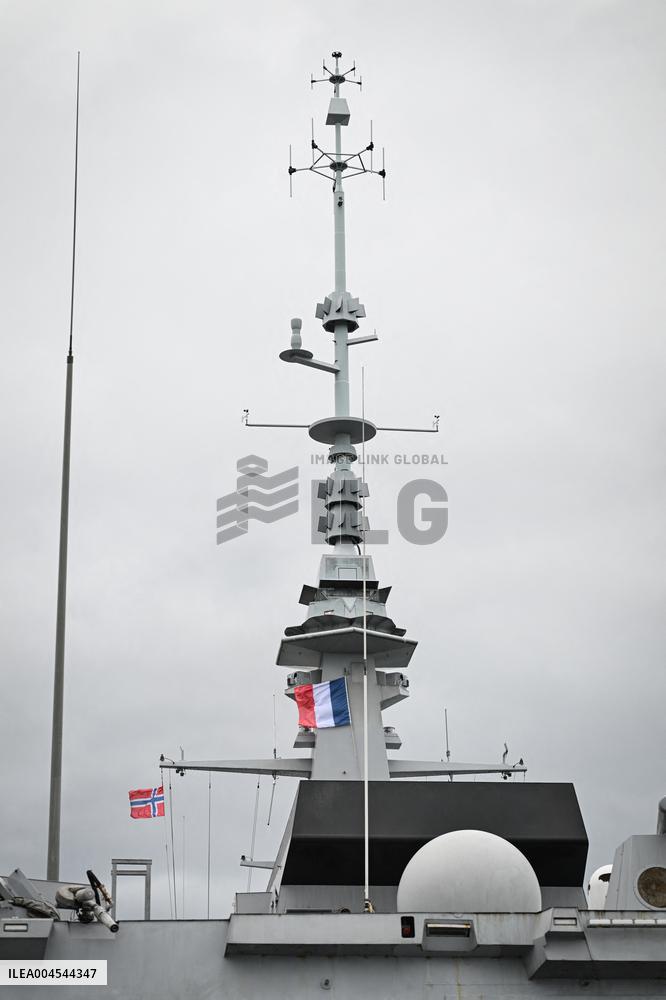 Emmanuel Macron visits the Normandie Frigate in Oslo FA