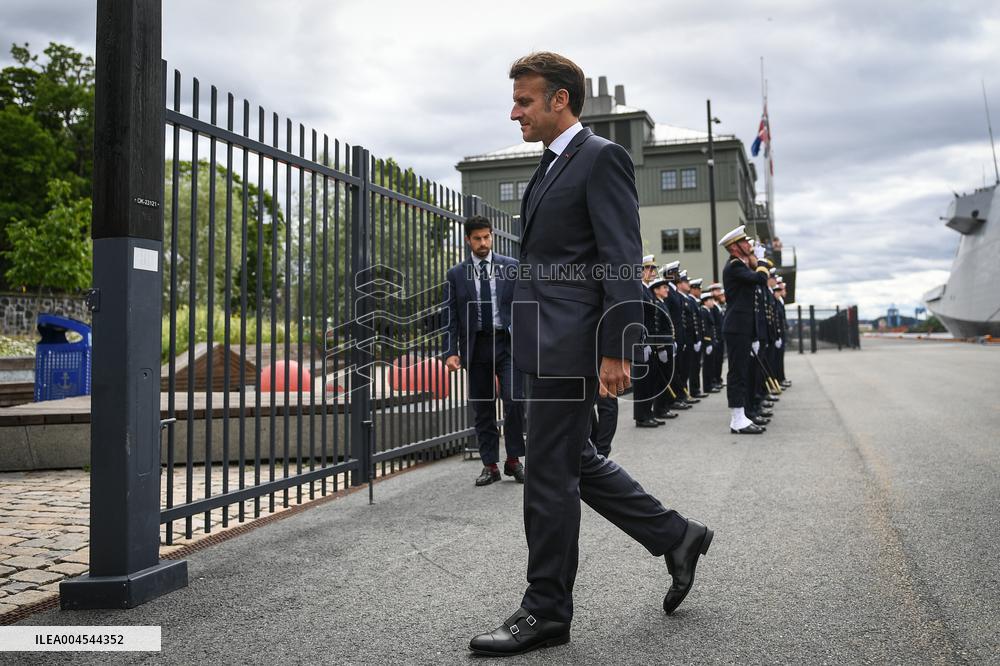 Emmanuel Macron visits the Normandie Frigate in Oslo FA