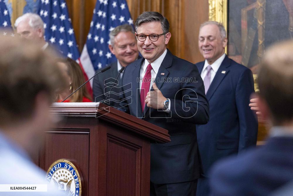 Speaker of the House Johnson holds a press conference