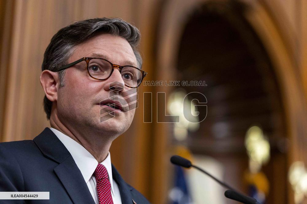 Speaker of the House Johnson holds a press conference