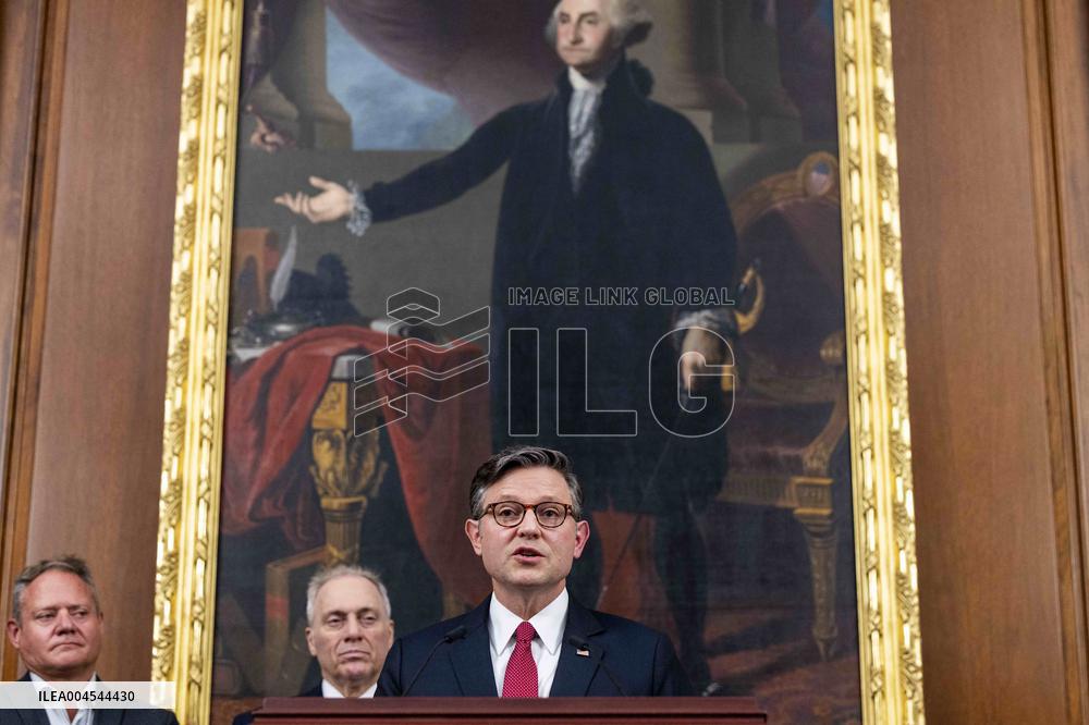 Speaker of the House Johnson holds a press conference