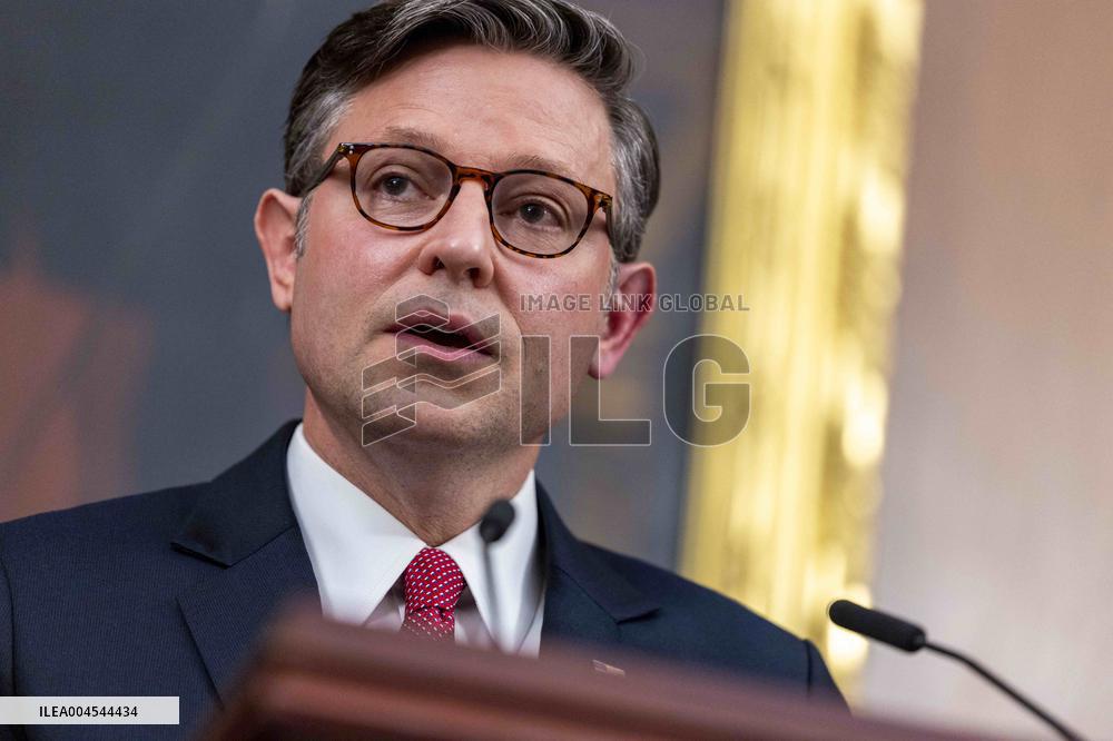 Speaker of the House Johnson holds a press conference