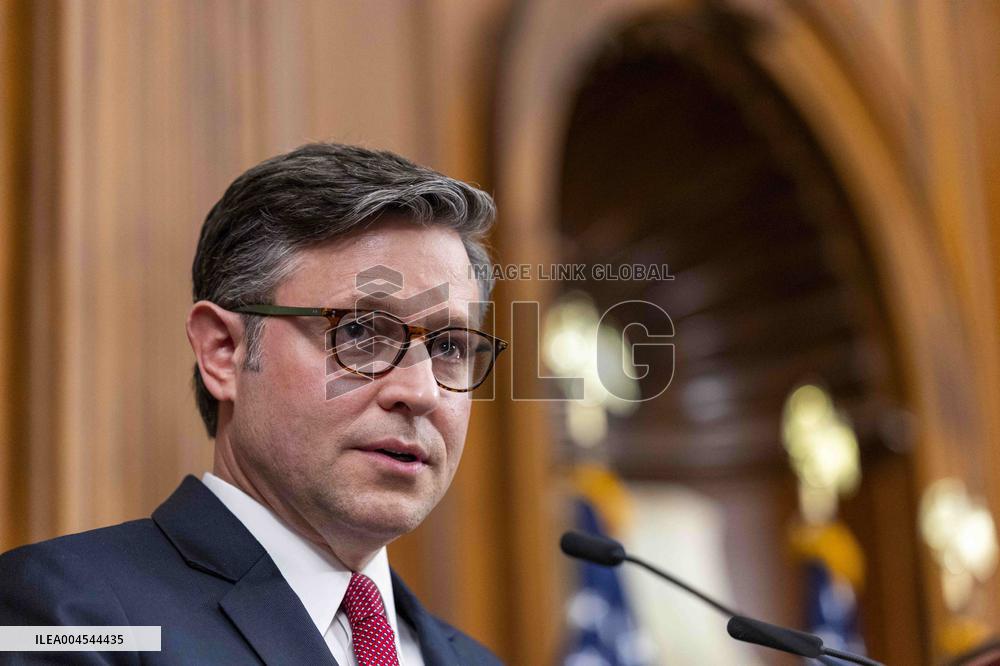 Speaker of the House Johnson holds a press conference