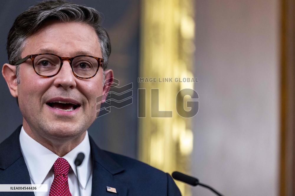 Speaker of the House Johnson holds a press conference