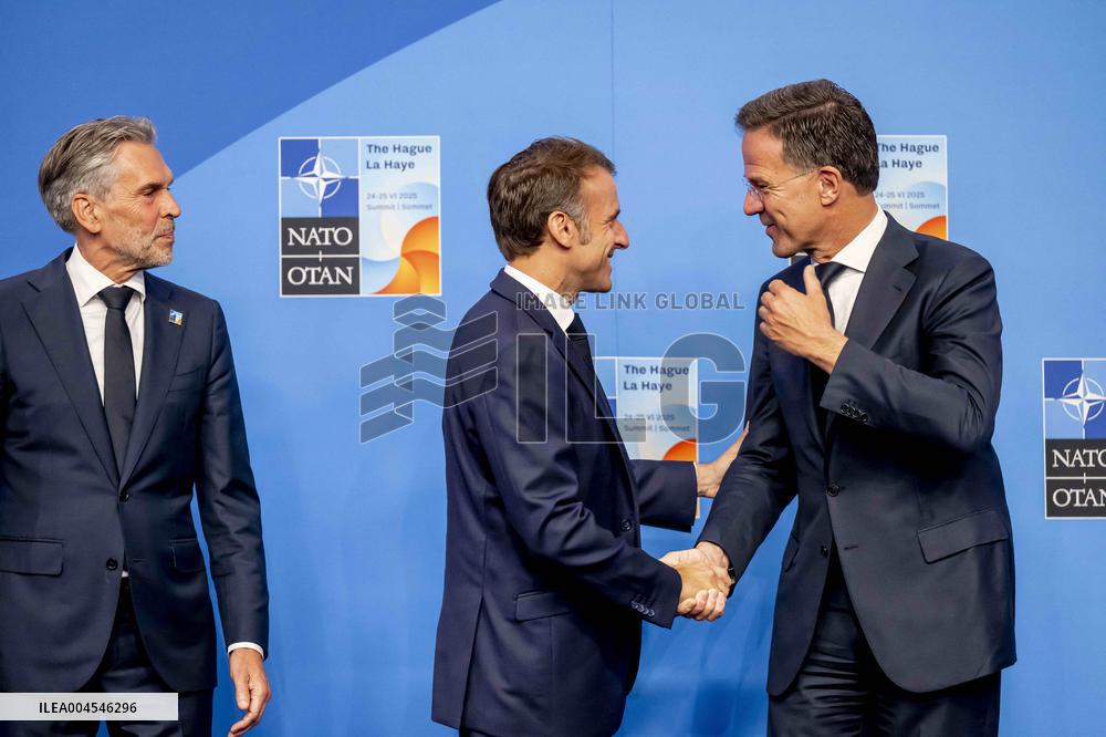 Macron Welcomed at NATO Summit in The Hague - Netherlands
