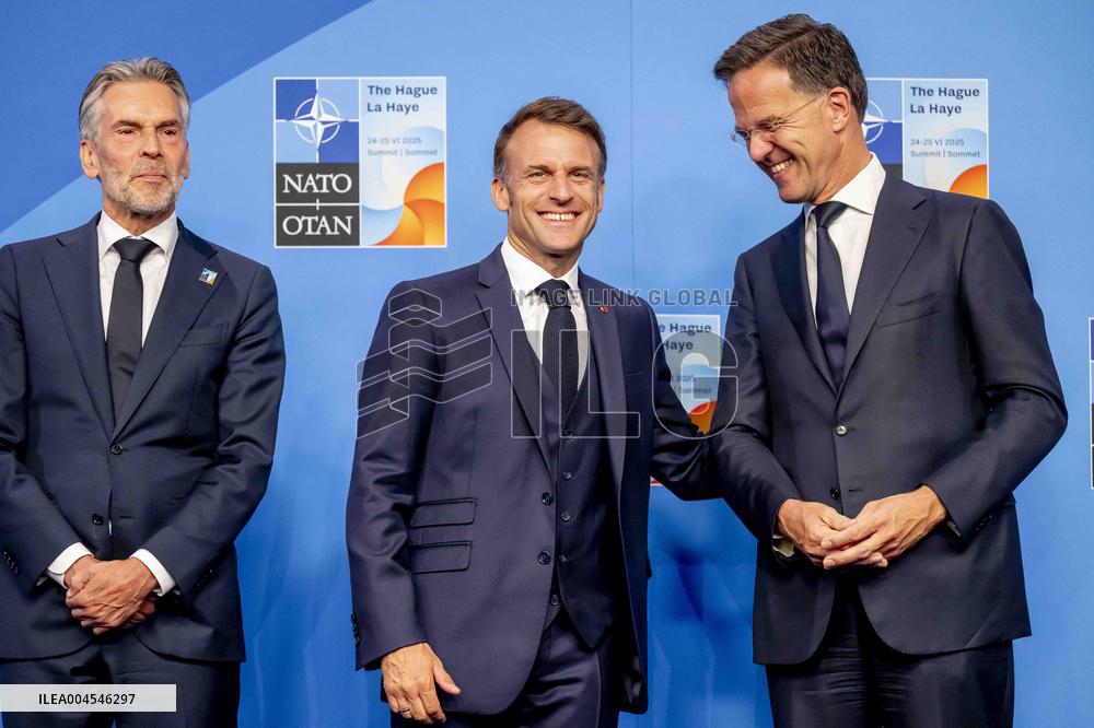 Macron Welcomed at NATO Summit in The Hague - Netherlands