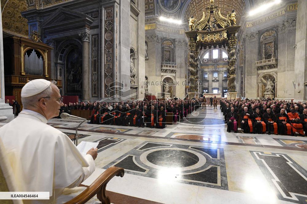 Pope Leo XIV Leads A Meditation For The Jubile of Bishops - Vatican
