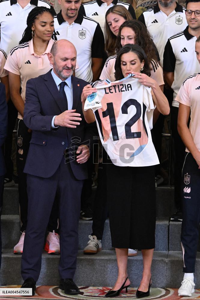 Queen Letizia At An Audience With The Women's National Football Team - Madrid