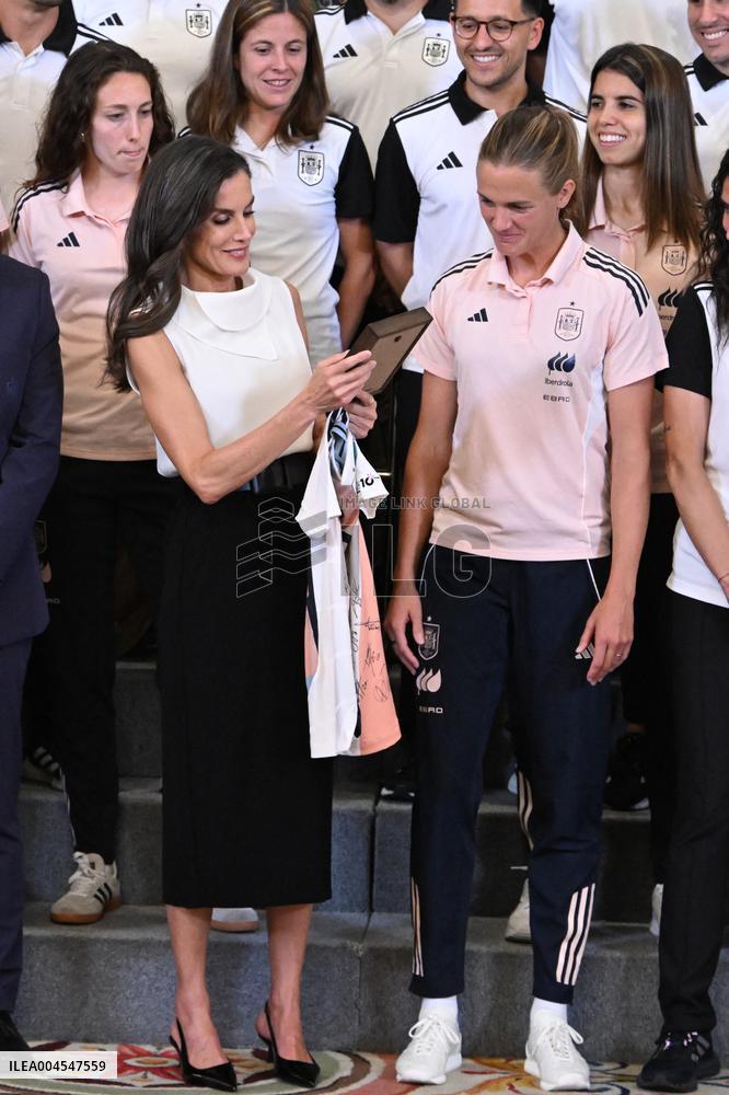 Queen Letizia At An Audience With The Women's National Football Team - Madrid