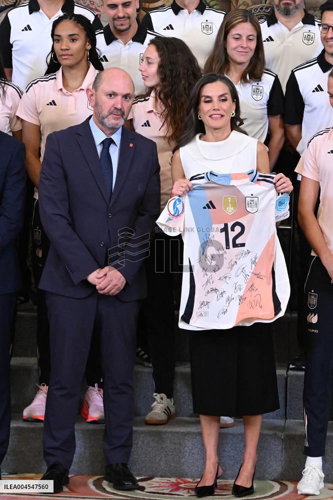 Queen Letizia At An Audience With The Women's National Football Team - Madrid