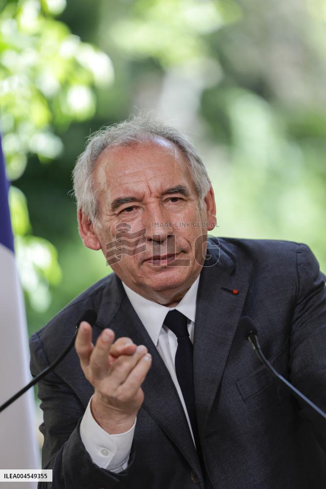 PM Bayrou Press Conference At Hotel De Matignon - Paris