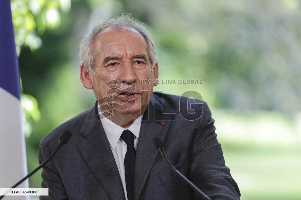 PM Bayrou Press Conference At Hotel De Matignon - Paris