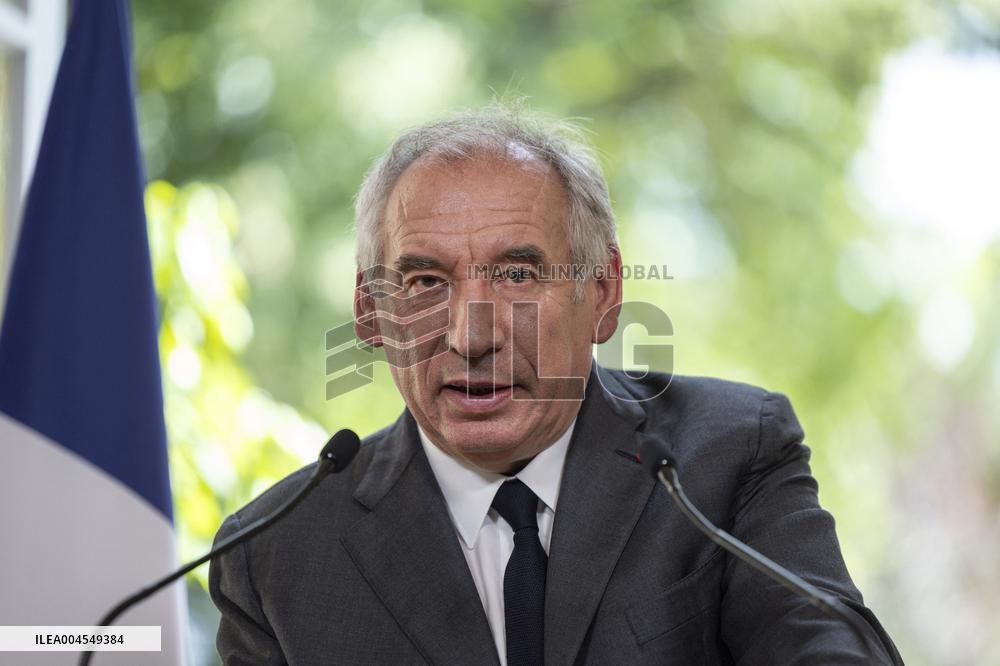 PM Bayrou Press Conference At Hotel De Matignon - Paris