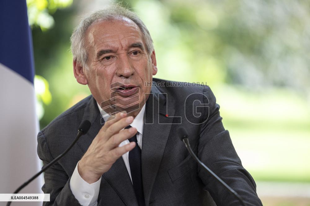 PM Bayrou Press Conference At Hotel De Matignon - Paris