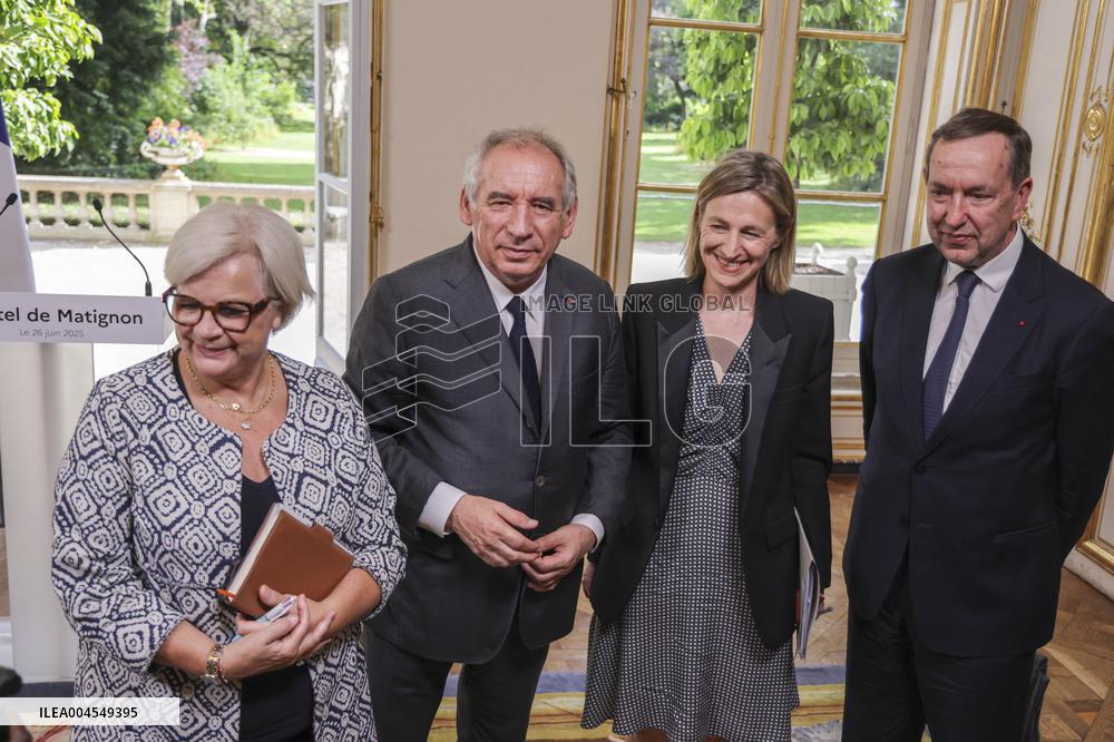 PM Bayrou Press Conference At Hotel De Matignon - Paris