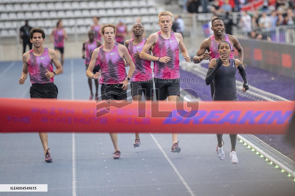 Kenya's Faith Kipyegon during the "Breaking4" event - Paris
