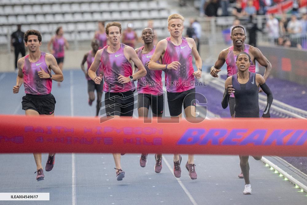 Kenya's Faith Kipyegon during the "Breaking4" event - Paris
