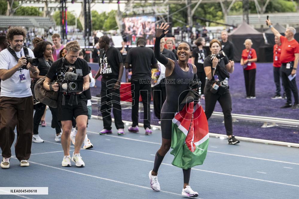 Kenya's Faith Kipyegon during the "Breaking4" event - Paris